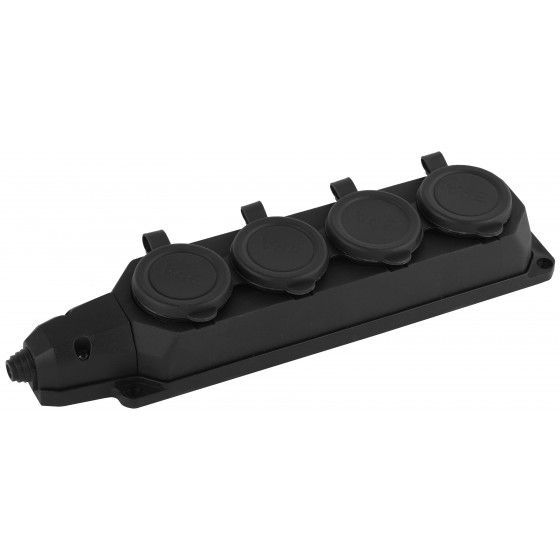 Колодка каучук с крышкой 16А 4-местная с з/к 250В IP44 Эра