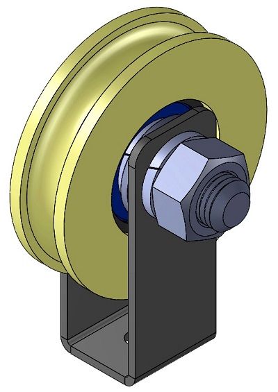 Ролик под трос бельевой 60мм капролон со скобой 10мм Р1065