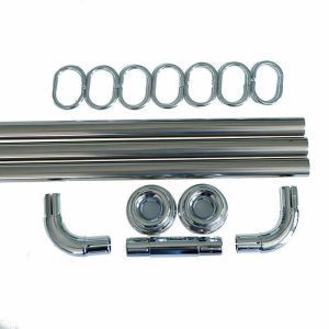 Карниз для ванной угловой 90х90х90 хром с кольцами Санакс