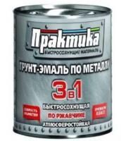 Грунт эмаль по ржавчине 3в1 шоколадная 0,9кг матовая б/с 1ч Практика