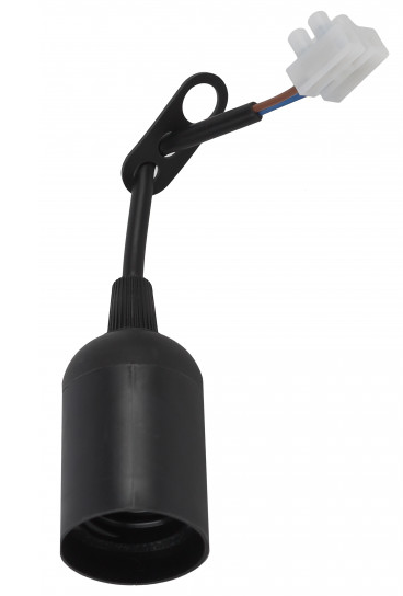 Патрон подвесной пластиковый Е27 с проводом и клеммной колодкой черный Эра