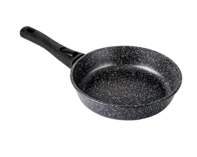 Сковорода ф220 h55 с пласт ручкой с крышкой гранит Горница(73)