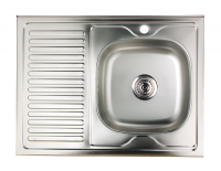 Мойка нержавеющая накладная 600х800х0,6мм правая глянец с сифоном MG6-8060R РМС