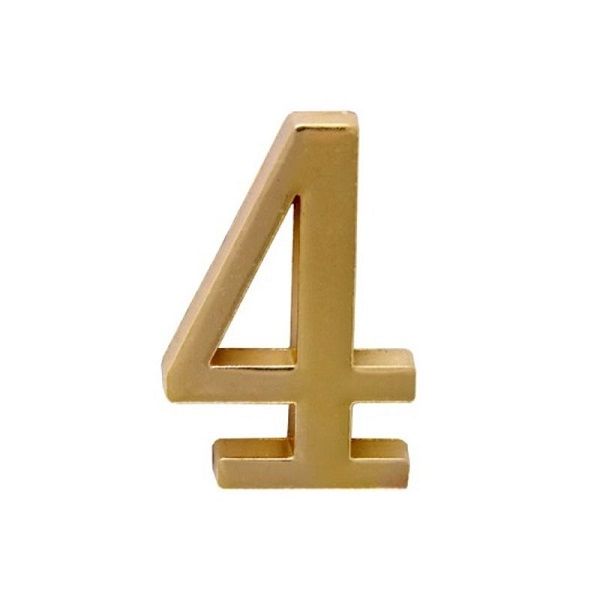 Цифра 4 дверная золото на клеевой основе Аллюр
