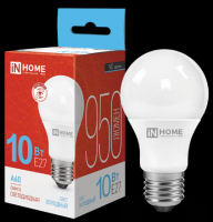 Лампа светодиодная Е27 10Вт Led 6500К холодный свет груша In Home