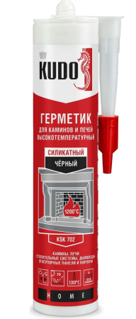 Герметик силикатный высокотемпературный черный для печей и каминов 280мл Kudo