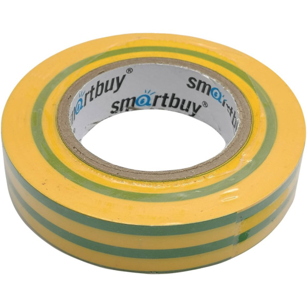 Изолента ПВХ 15ммх20м 130мкм желто-зеленая Smartbuy