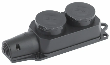 Колодка каучук с крышкой 16А 2-местная с з/к 250В IP44 Эра