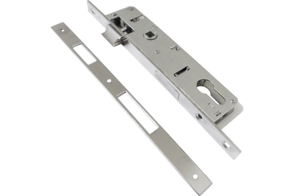 Замок врезной узкопрофильный м/о 92мм  б/руч. хром язычок  155-25-SN Vantage