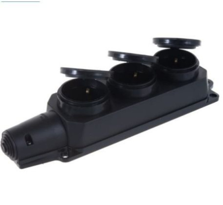 Колодка каучук с крышкой 16А 3-местная с з/к 230В IP44 IN HOME