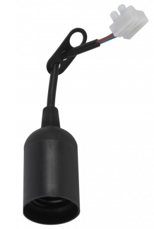 Патрон подвесной пластиковый Е27 с проводом и клеммной колодкой черный Эра