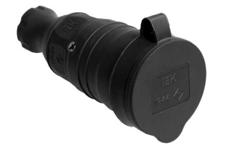 Розетка переносная каучук 250В 16А з/к с крышкой IP44 Омега