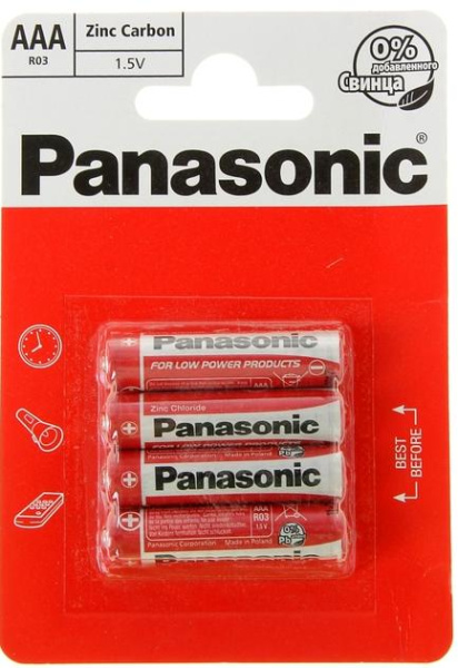 Батарейка ААА  R03 солевая Zinc Carbon  Panasonic