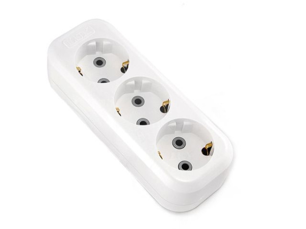 Колодка 16А 3-местная белая с з/к 250В Эксперт EKF