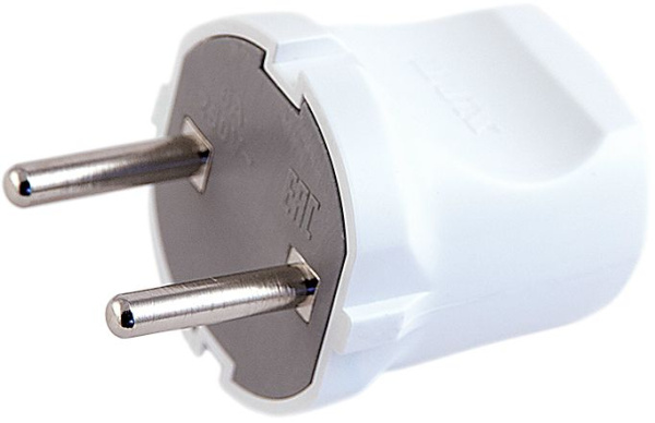 Вилка  6А  прямая белая без з/к IP20 EKF