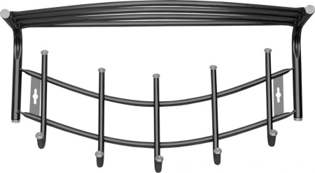 Вешалка настенная 5 крючков ВНП4Д/Ч с полкой черный Премиум 4 Nika