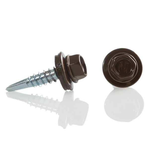 Саморез кровельный RAL8017 5,5х25 металл 250шт шоколадно коричневый Daxmer